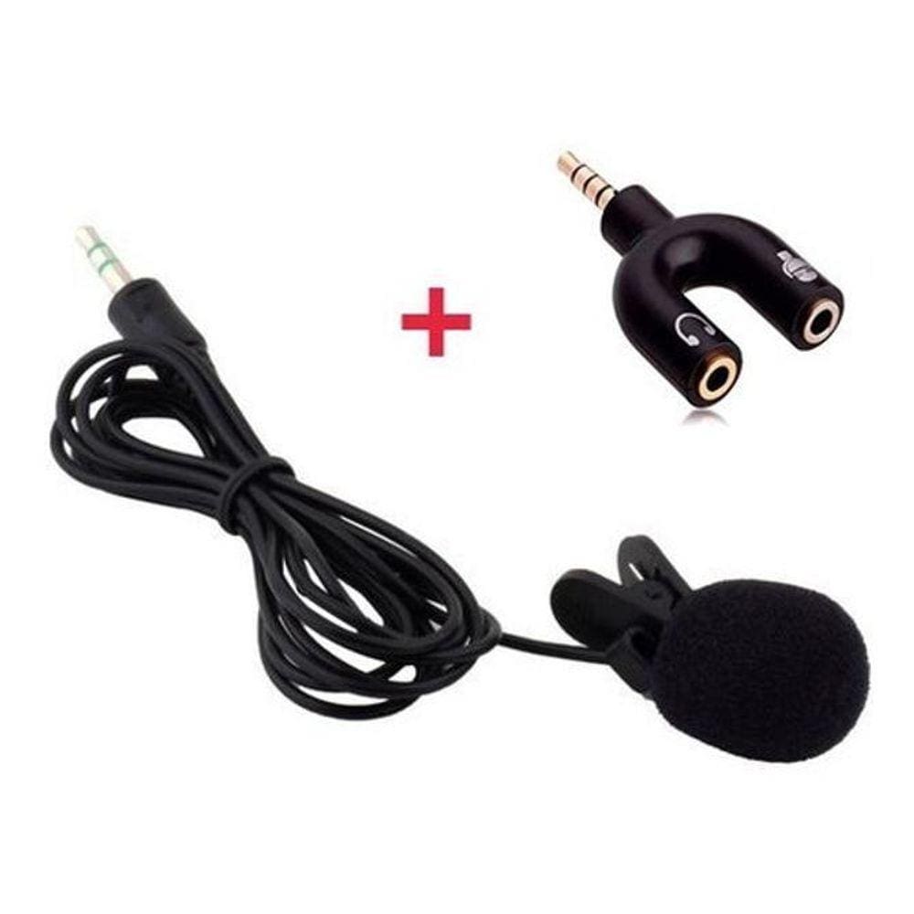 Microfone De Lapela + Adaptador Fone E Microfone Headset 2