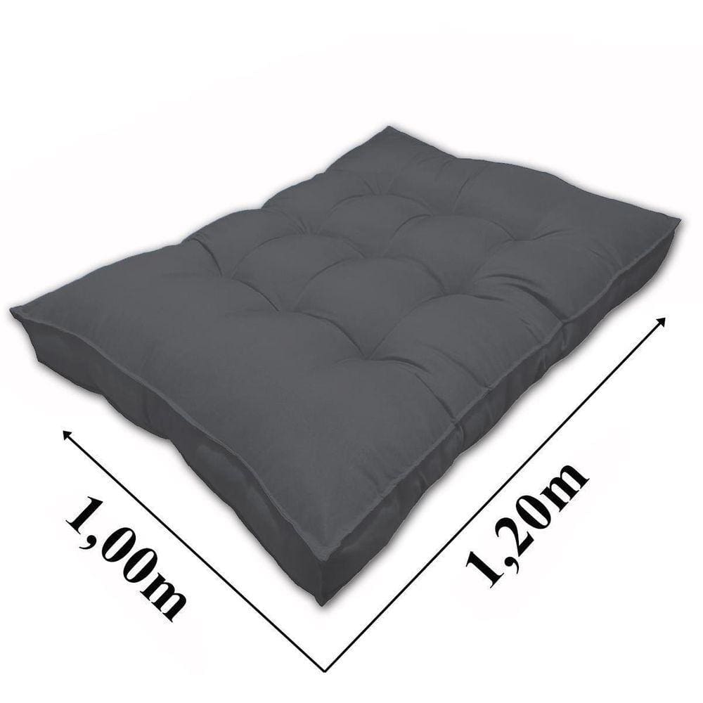 Almofada Futon Alto Oxford 120X100 Pallet Gigante Cinza