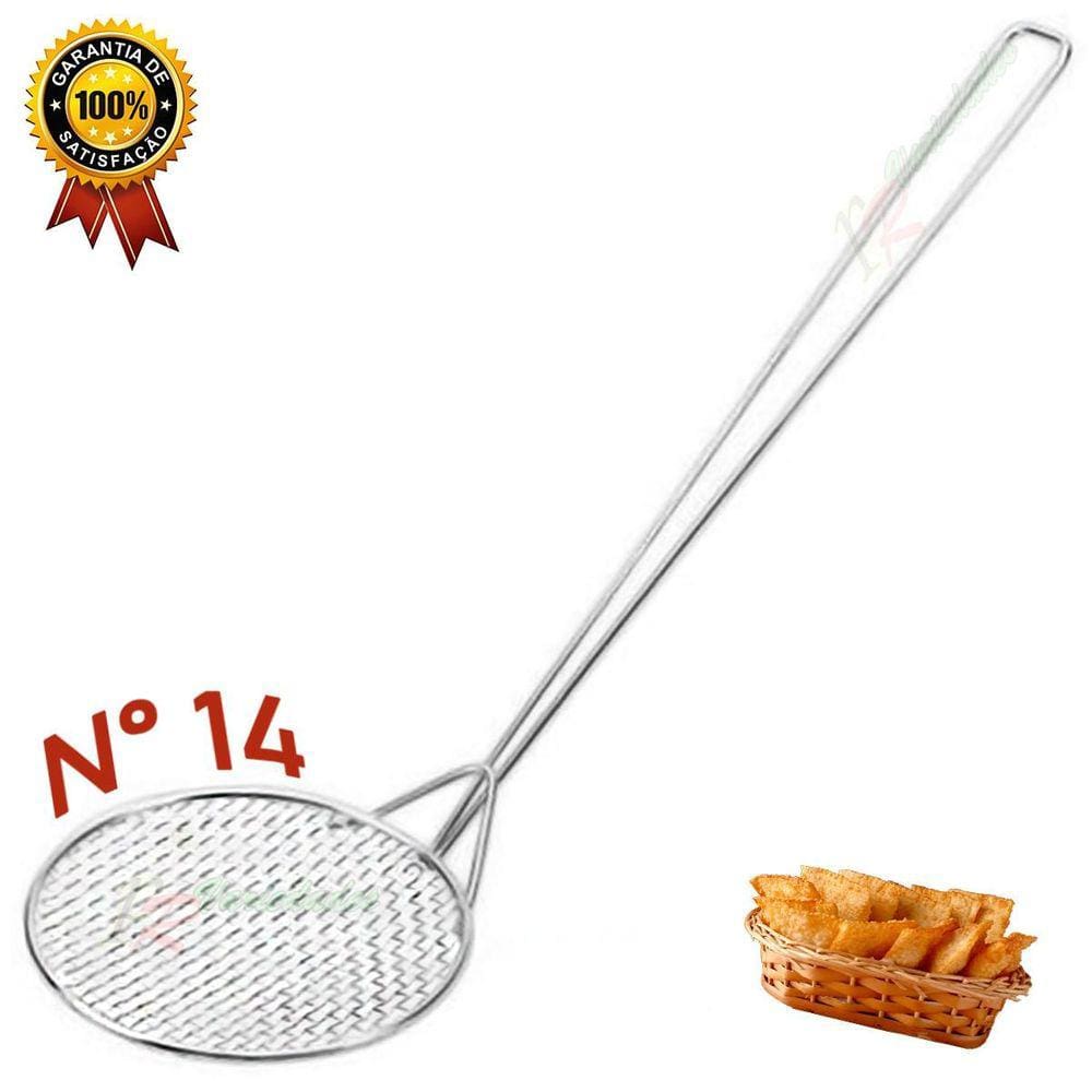 Escumadeira Arame Estanhado 14Cm P Frituras Salgados Pastel