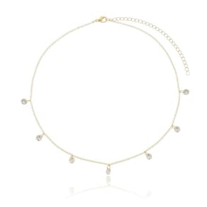 Choker Belca Com Pingente Ponto De Luz, No Banho De Ouro