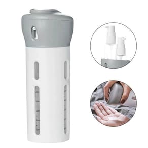 Dispenser Portátil De Viagem 4 Em 1 Shampoo E Creme Cinza