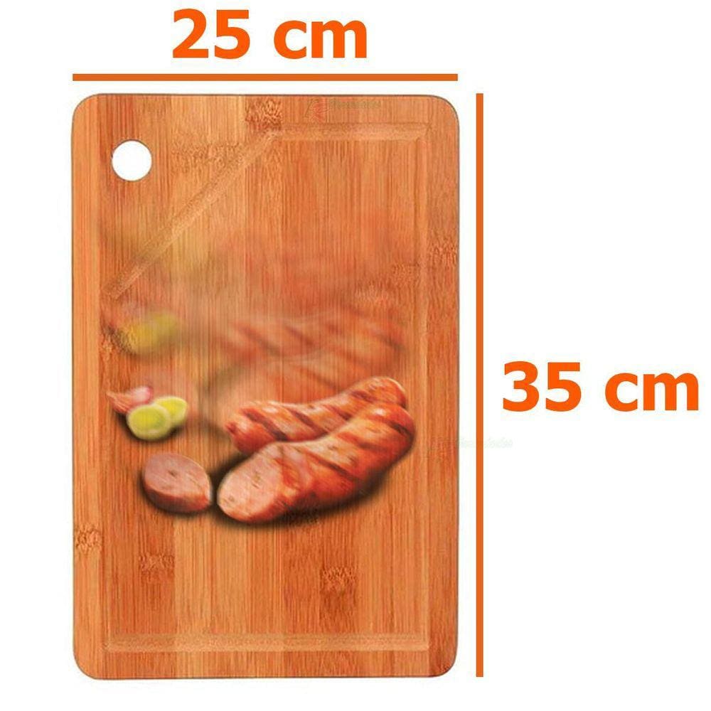 Tabua Corte Carne Madeira Bambu Churrasco Cozinha Mor 25X35