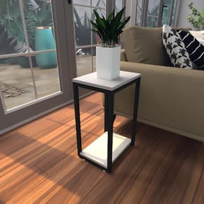 Mesa Lateral Cinza Aparador De Sofa Sala Mesa Lateral Cama
