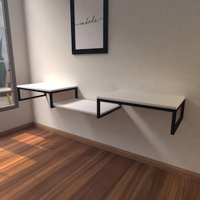 Aparador Industrial Branco Off White Moderno Cantinho Café Escritorio Simples Bancada Suspensa