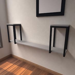 Aparador Industrial Cinza Moderno Cantinho Café Escritorio Simples Bancada Suspensa