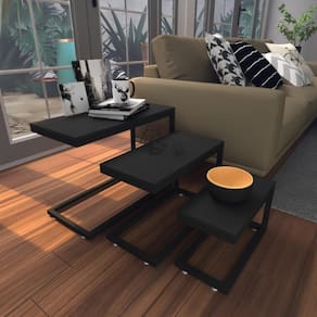 Kit Com 3 Mesa Lateral Preta Aparador De Sofa Sala Mesa Lateral Cama