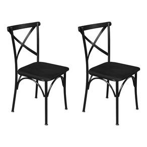 Kit 2 Cadeiras de Jantar Industrial Madeira Base Alumínio Paris - Preta