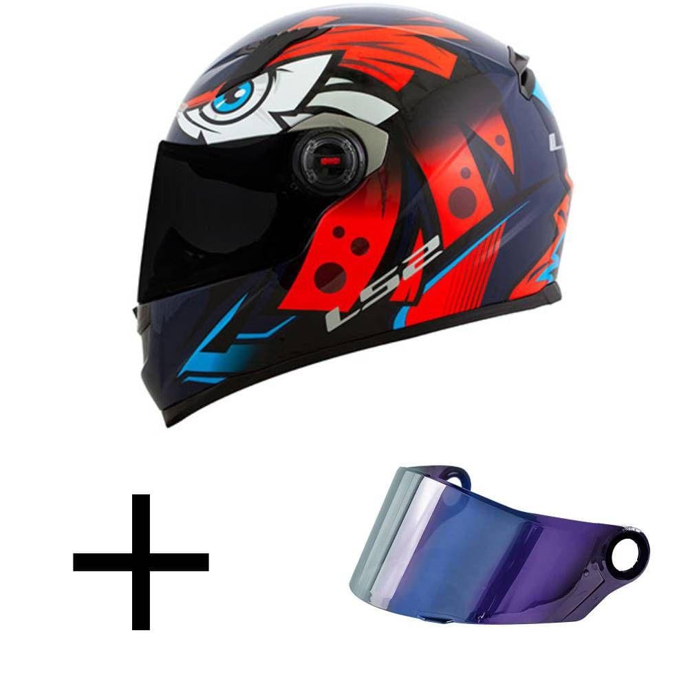 Capacete Ls2 Ff358 Tribal Laranja Mais Viseira Camaleão