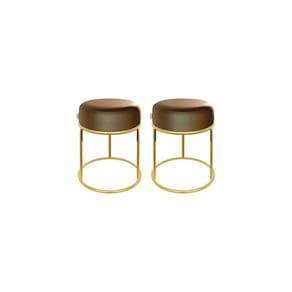 2 Puff Londres Luxo 50cm Marrom Camel Remes