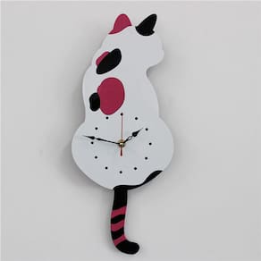Relógio de parede M. Kling Cartoon Acrylic Wag Tail Cat Art
