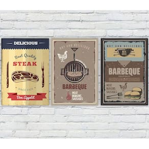 Kit 3 Quadros/Placas Decorativas MDF Churrasco 09