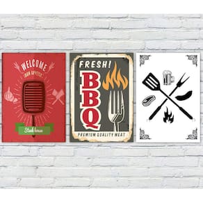 Kit 3 Quadros/Placas Decorativas MDF Churrasco 04