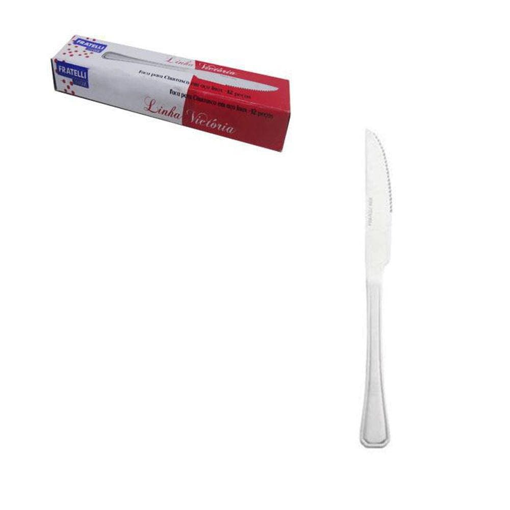 Kit Com 12 Faca Churrasco 23 Cm Metal Linha Victória 107226