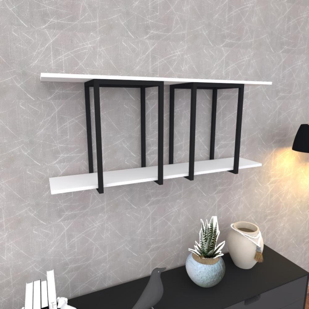 Prateleira Industrial Suspensa Estante Parede Nicho Branco Cozinha Escritorio Sala Quarto Infantil