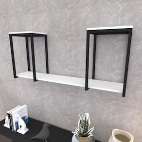 Prateleira Industrial Suspensa Estante Parede Nicho Branco Cozinha Escritorio Sala Quarto Infantil