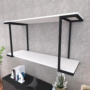 Prateleira Industrial Suspensa Estante Parede Nicho Branco Cozinha Escritorio Sala Quarto Infantil