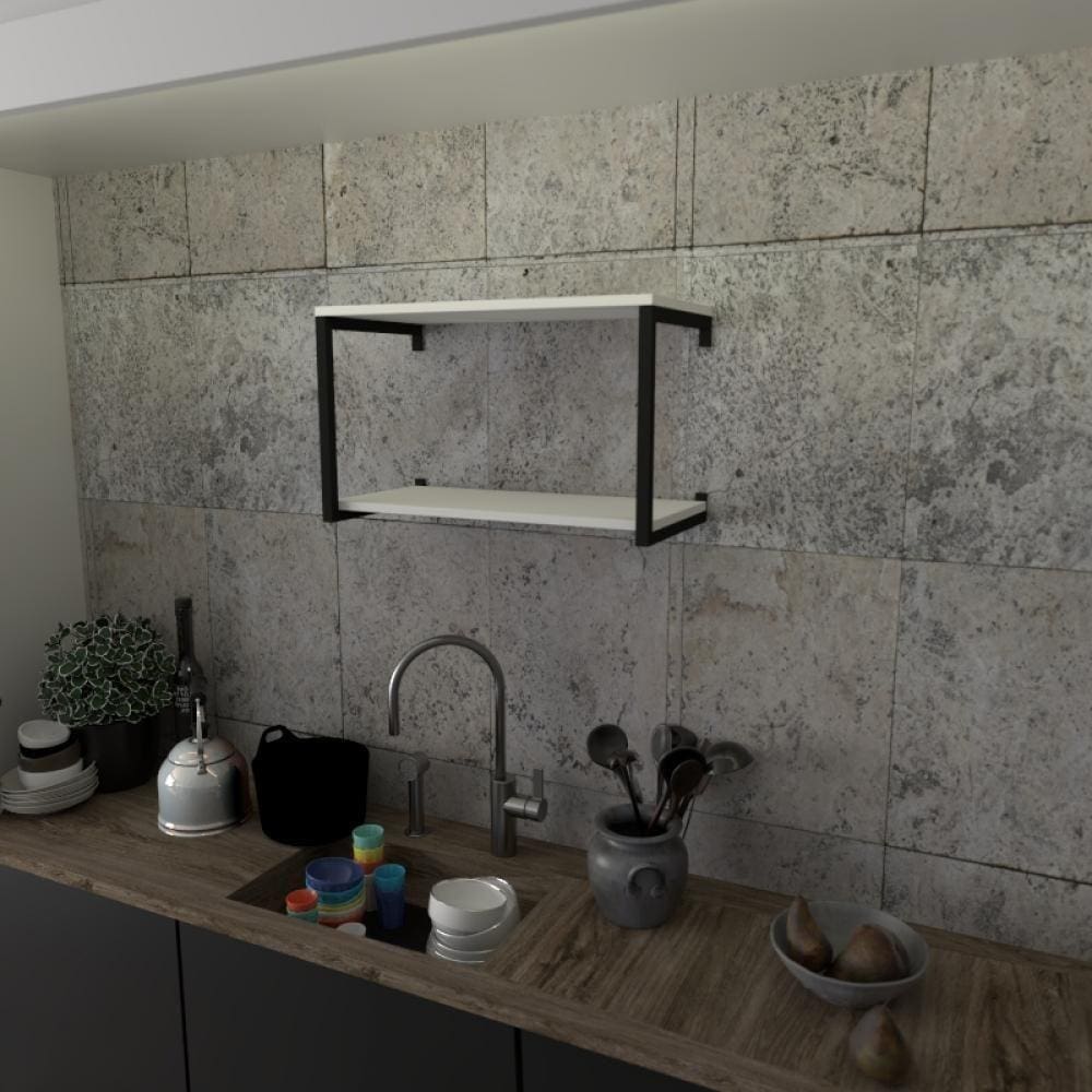 Prateleira Industrial Suspensa Estante Parede Nicho Branco Cozinha Escritorio Sala Quarto Infantil