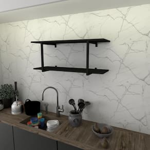 Prateleira Industrial Suspensa Estante Parede Nicho Preto Cozinha Escritorio Sala Quarto Infantil