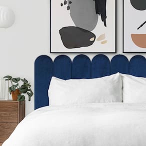 Cabeceira Nuvem Estofada Suede Para Cama Box Azul - Módulo 20x60