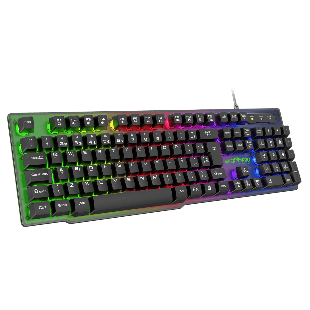 Teclado Gamer Viper Pro Naja Semi Mecânico RGB Retroiluminado ABNT2 Preto