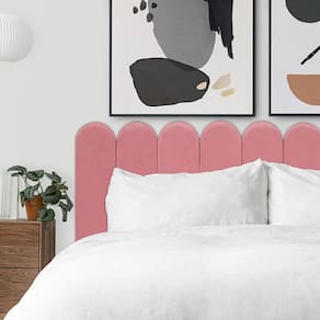 Cabeceira Nuvem Estofada Suede Para Cama Box Rosa - Módulo 20x60