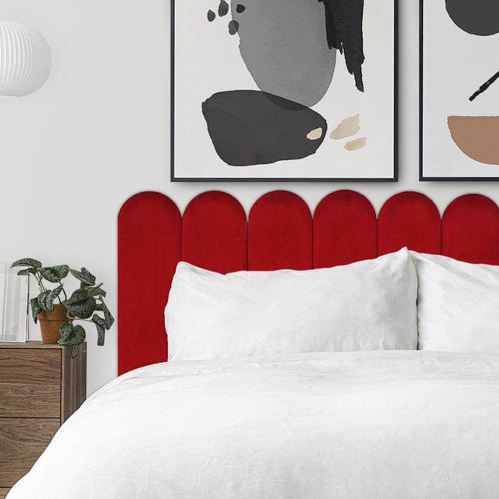 Cabeceira Nuvem Estofada Suede Para Cama Box Vermelha - Módulo 20x60