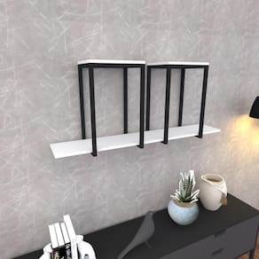 Prateleira Industrial Suspensa Estante Parede Nicho Branco Cozinha Escritorio Sala Quarto Infantil