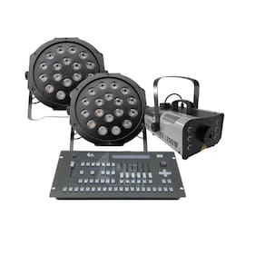Kit 2 Par Led 18 Leds + Máquina De Fumaça 1200W + Mesa Pilot
