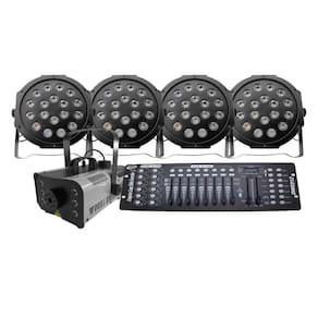 Kit 4 Par Led + Máquina De Fumaça 1200W + Mesa Dmx 512