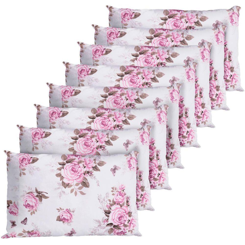 8 Fronha Avulsa Percal 200 Fios Algodão Ponto Palito Rosas