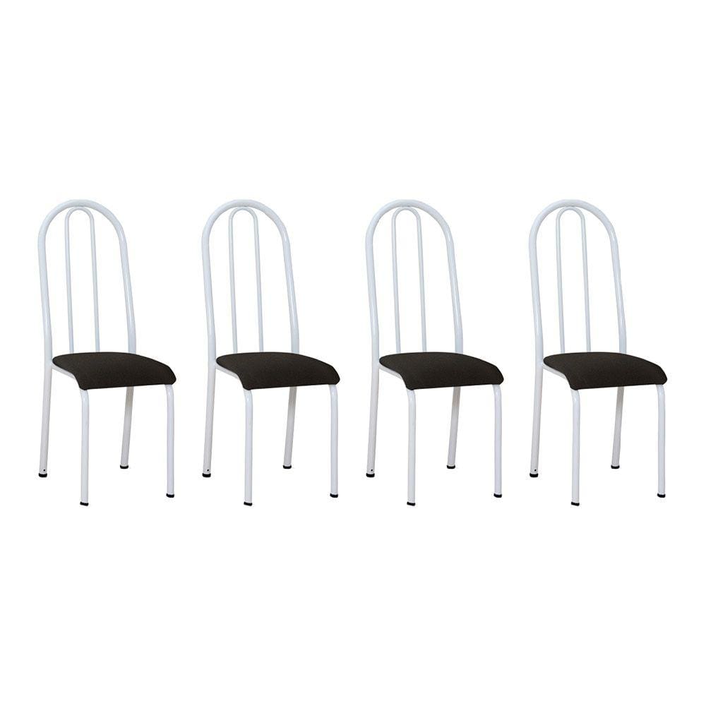 Kit 4 Cadeiras de Cozinha Flórida Estampado Preto Pés de Ferro Branco - Pallazio