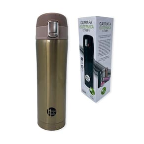 Garrafa Isotérmica com Tampa 500ml C/Trava de Segurança Dourada