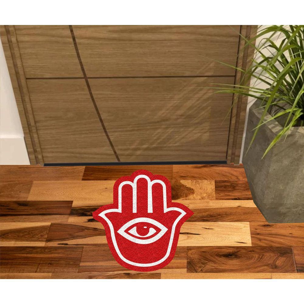 Capacho Tapete Hamsá Vermelho no Formato