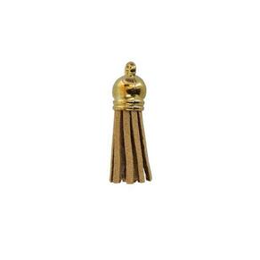 Pingente Tassel De Camurça 3 Cm Mf-46 Marrom Claro 12 Un