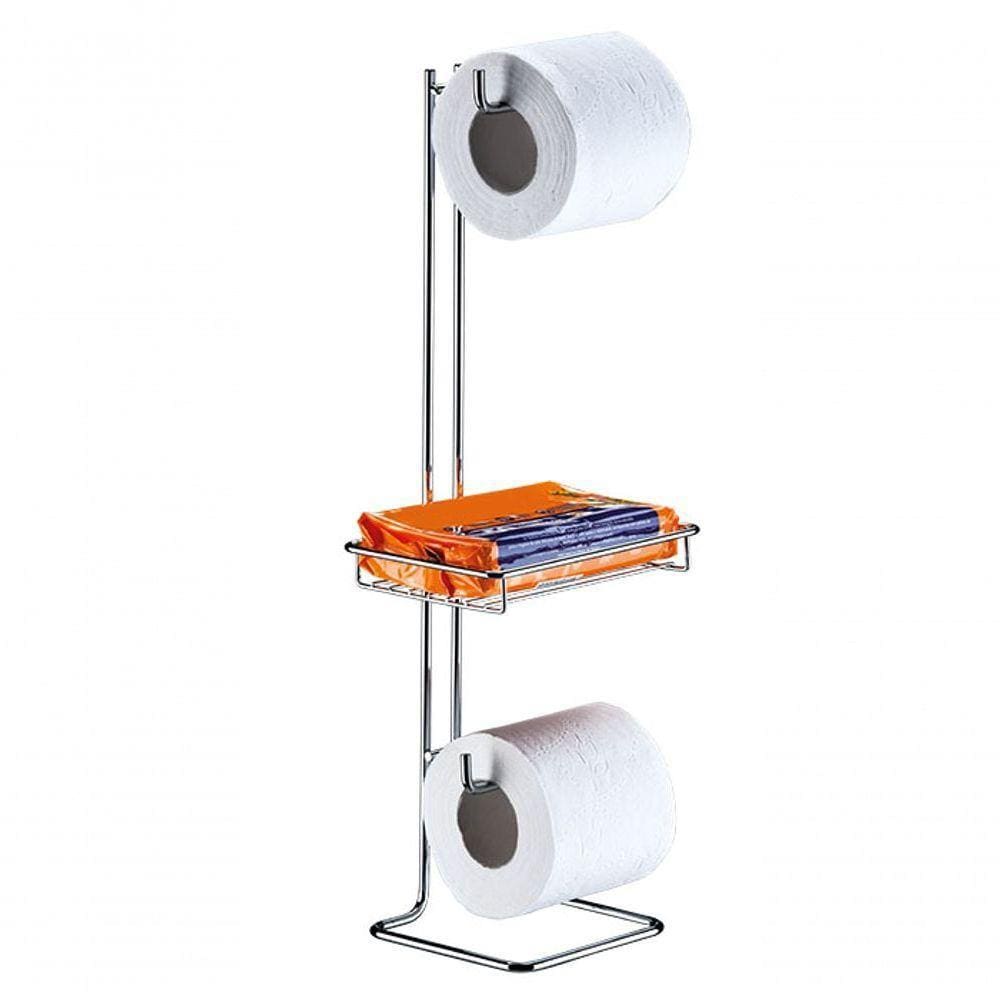 Suporte Papel Higiênico Chão Porta Objeto Cromado Future 1182