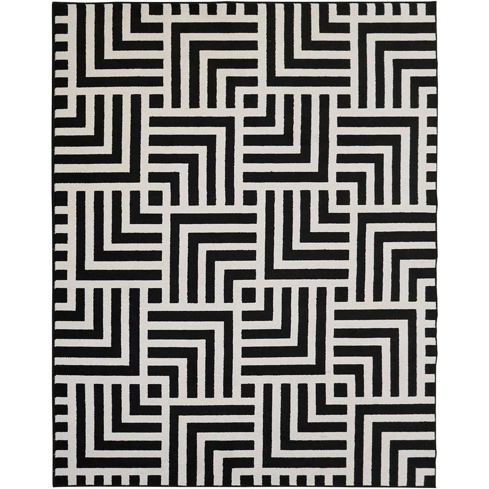 Tapete Para Sala Black White Geometric 1,50x2,00 São Carlos