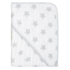 Toalha De Banho Com Capuz 80Cm X 80Cm Papi Soft - Star Cinza