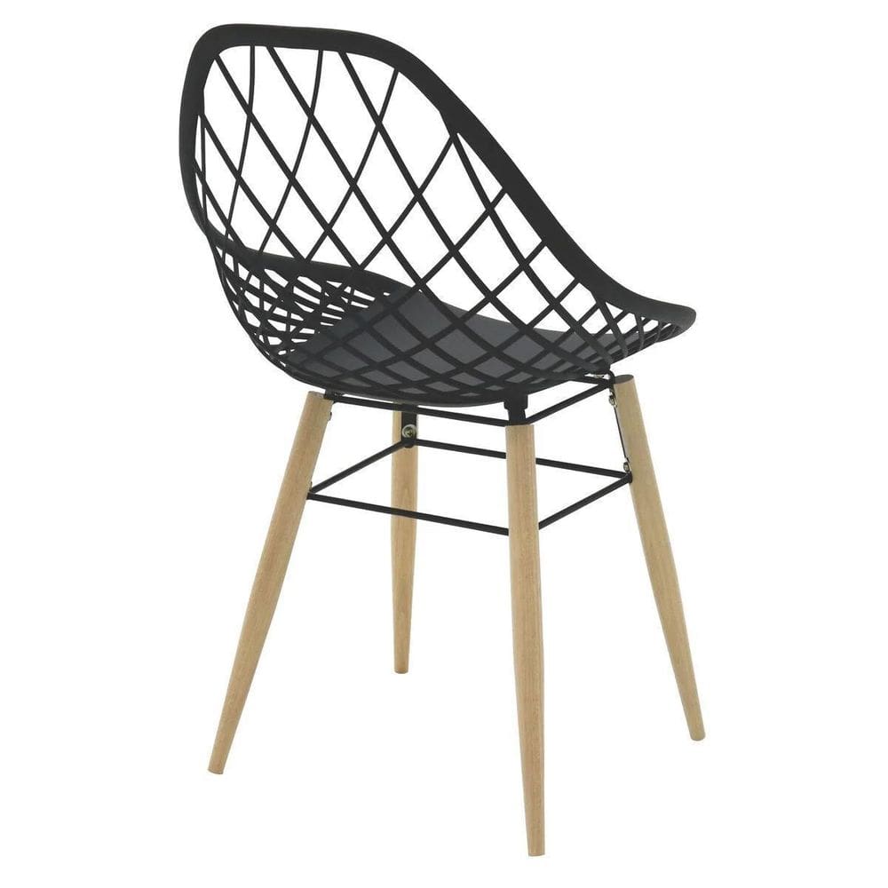 Cadeira Philo Preta Com Pes De Madeira