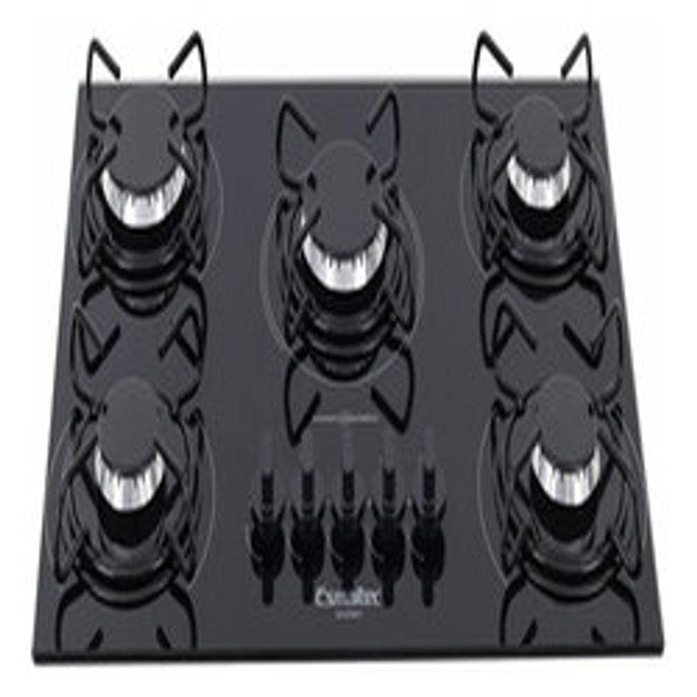 Cooktop A Gás 5 Bocas Vidro Bivolt 68x46x5,5cm - Esmaltec