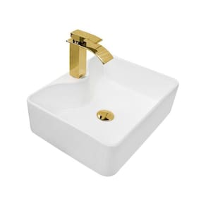 Kit Cuba Pia Louça Cerâmica Banheiro C/Torn E Vál Dourada 31