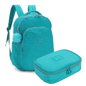 Kit Mochila de Costas e Estojo Necessaire Verde Luxcel