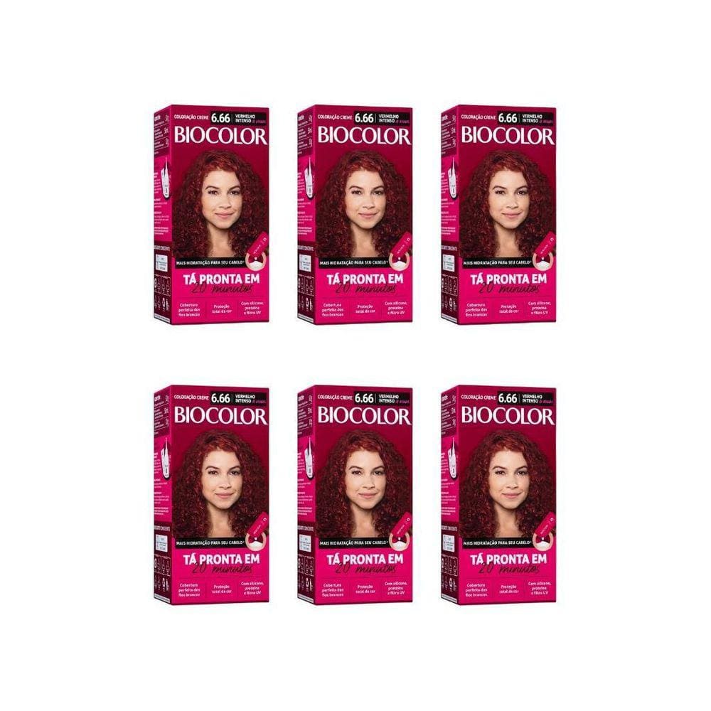 Coloraçao Biocolor Creme 6.66 Verm Int De Arrasar-Kit C/6Un