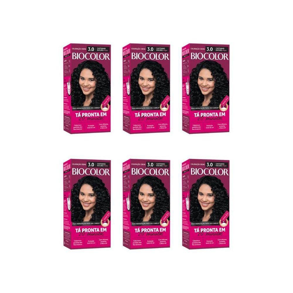 Coloraçao Biocolor Creme 3.0 Castanho Escuro-Kit C/6Un
