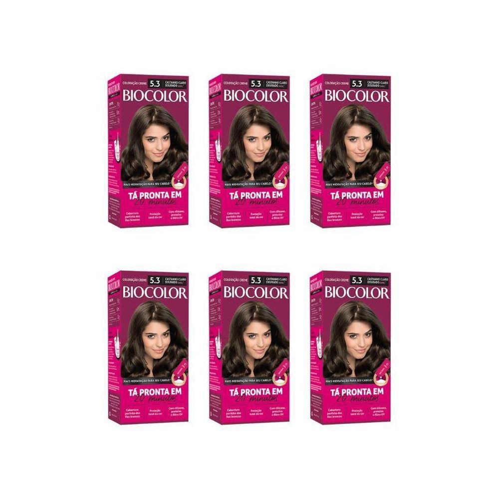 Coloraçao Biocolor Creme 5.3 Castanho Cl Dourado-Kit C/6Un