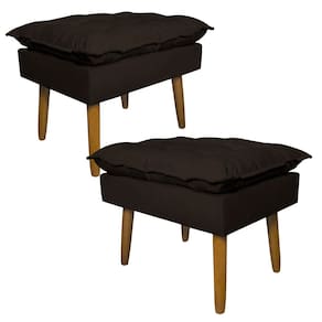 Kit 2 Puff Decorativo para Sala de Estar Opala Suede Marrom - Montanaris Decor