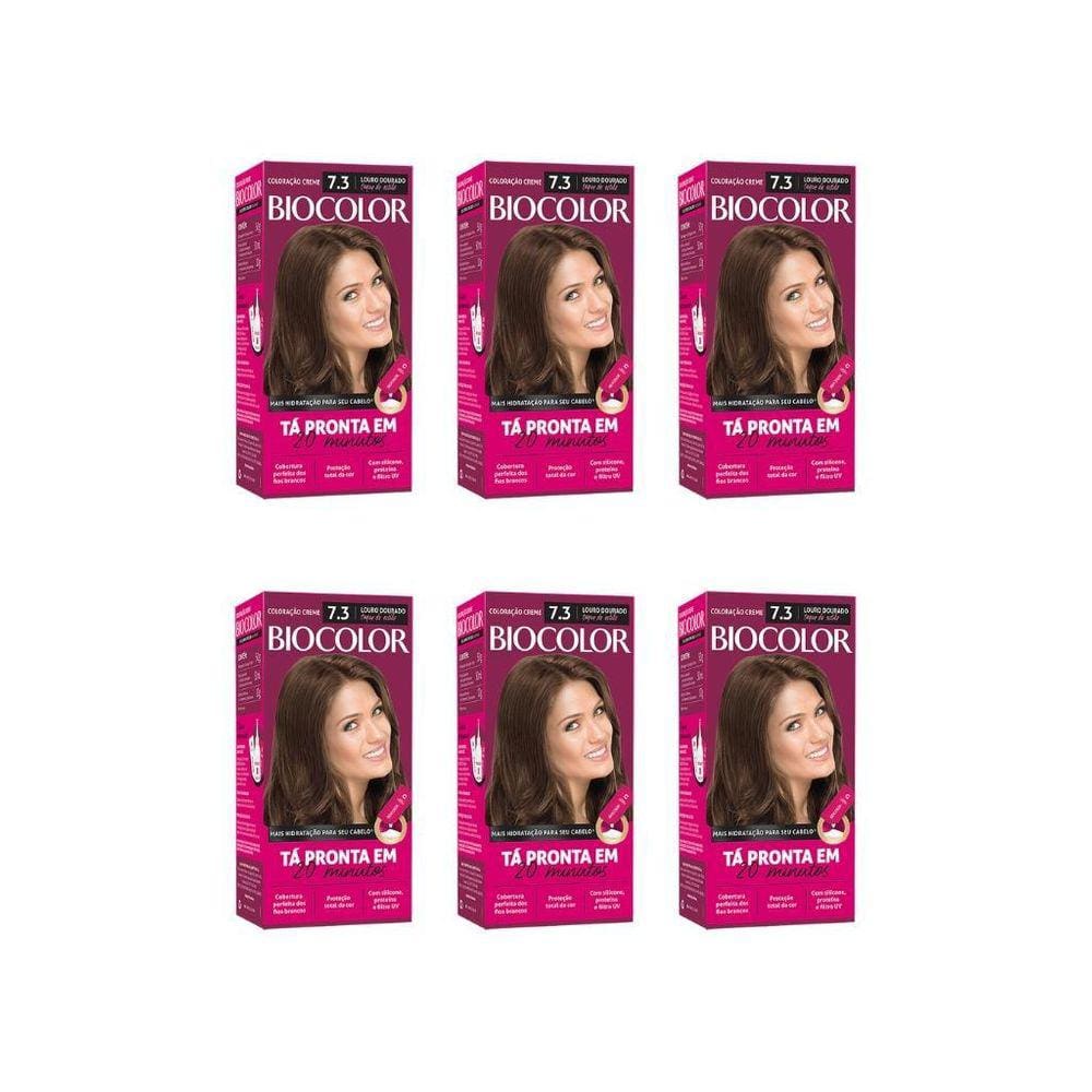 Coloraçao Biocolor Creme 7.3 Louro Dourado-Kit C/6Un