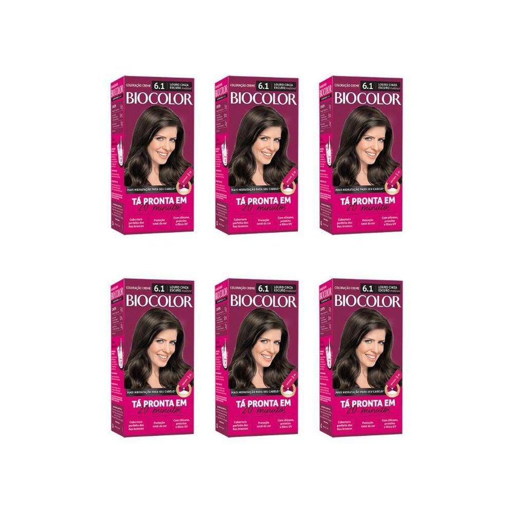 Coloraçao Biocolor Creme 6.1 Louro Cinza Moderno-Kit C/6Un