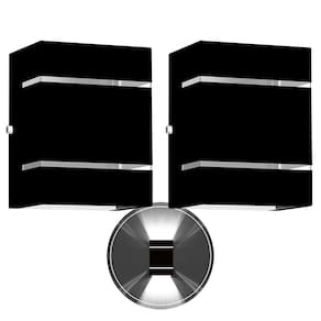 2 Arandelas Externa 2 Frisos Foco Fachos Parede Muro Preto