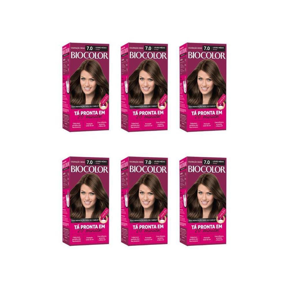 Coloraçao Biocolor Creme 7.0 Louro Medio Arraso-Kit C/6Un