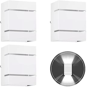 3 Arandelas Externa 2 Frisos Foco Fachos Parede Muro Branco